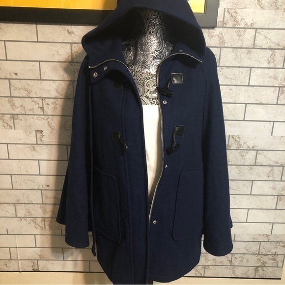 BCBGeneration women’s navy hoodie cape wool blend peacoat small - Picture 2 of 16